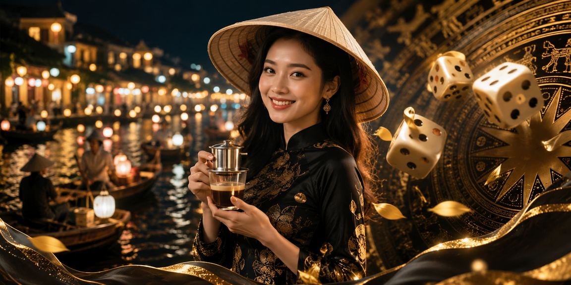 Trò chơi tài xỉu xúc xắc tại Hội An với chiếc nón lá truyền thống Việt Nam
