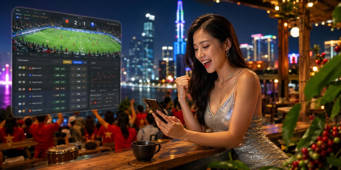 Màn hình thiết bị hiển thị giao diện cá cược casino Việt Nam với tỷ lệ kèo trực tiếp